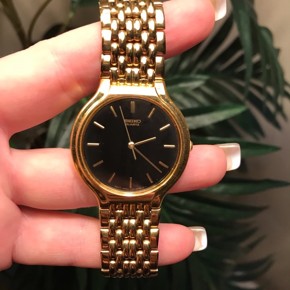 Gold Seiko Women’s Watch Black Face